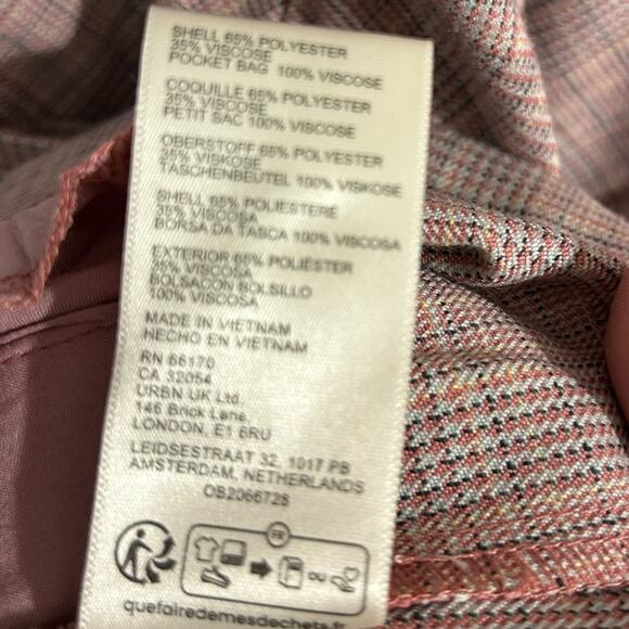 Free People Sevi Plaid Mini Dress Women's XL Drop Waist Belt Pleated Pink NEW - Picture 7 of 8